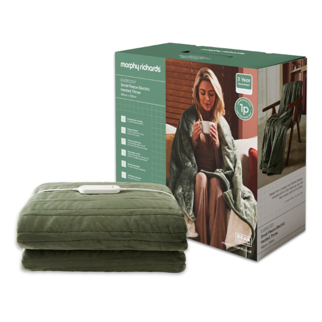 Morphy Richards 610001 EverCosy Fleece Electric Heated Throw (Small) Olivine