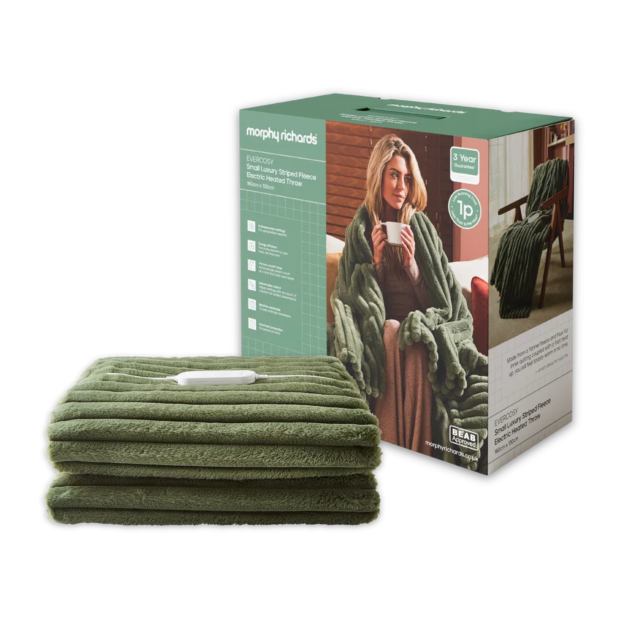 Morphy Richards 610101 EverCosy Luxury Striped Fleece Electric Heated Throw (Small)