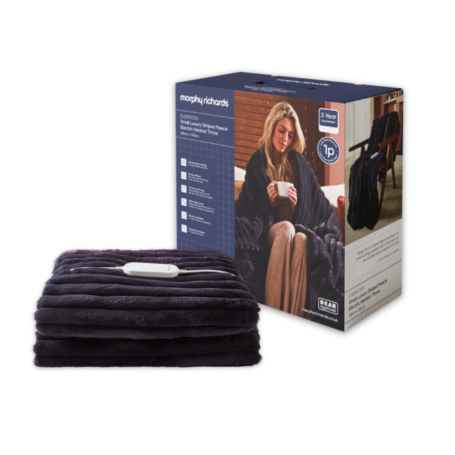 Morphy Richards 610102 EverCosy Luxury Striped Fleece Electric Heated Throw (Small)