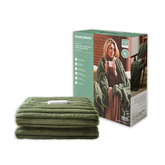 Morphy Richards 610104 EverCosy Luxury Striped Fleece Electric Heated Throw (Large)