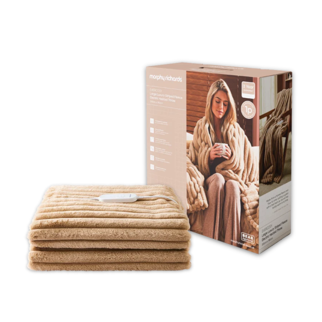 Morphy Richards 610106 EverCosy Luxury Striped Fleece Electric Heated Throw (Large)