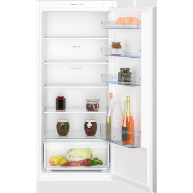 Neff KI1411SE0 1221H 541W 548D Built In Fridge, Vegetable Box, Led Light, 5 Glass Shelves, Door Open