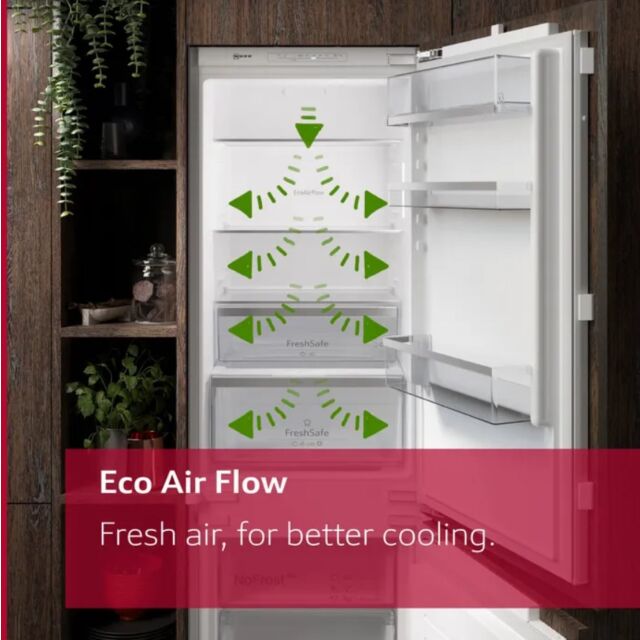 Neff KI1411SE0 1221H 541W 548D Built In Fridge, Vegetable Box, Led Light, 5 Glass Shelves, Door Open