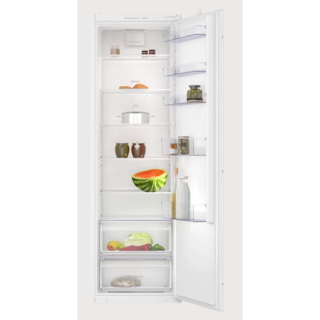 Neff KI1811SE0G 177x54 built in fridge, 2 FreshSafe drawers, LED Light, 7 glass shelves, sliding hin