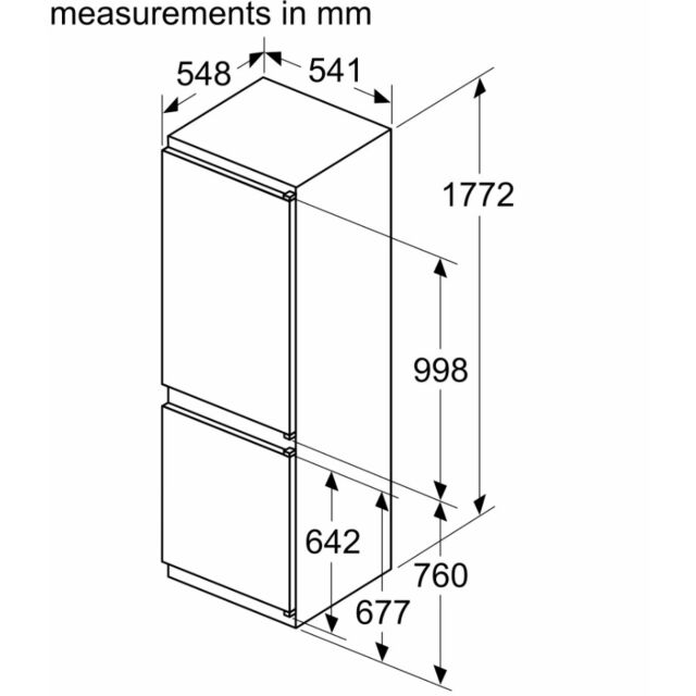 Neff KI7862SE0G Integrated 70:30 F/Free Built-In Fridge Freezer (Sliding Hinge)