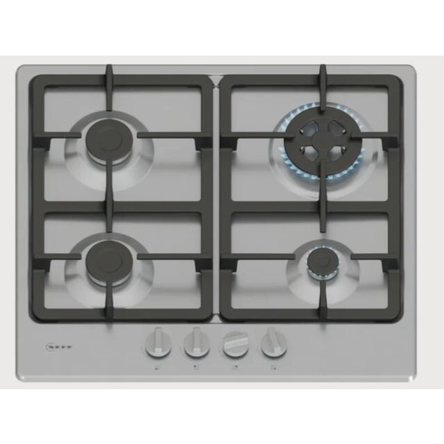 Neff T26GKH8N0 Stainless steel 60cm, 4 burners, 3.3kW Wok, 2 Dishwasher suitable cast iron pan suppo