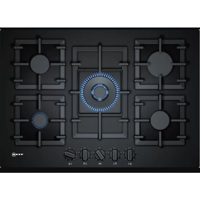 Neff T27CS59S0 Black Glass Built-In Gas Hob