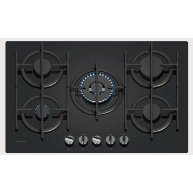 Neff T27PIQ4S0 Black Tempered 75cm Black Tempered Glass, 5 burner, 4.0kW Wok burner, Optimised Flame