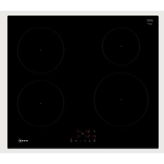 Neff T36FBE1L0G Black Glass 60cm Induction Hob, Touch Control, 4 zones, Front Bevel, 17 power levels