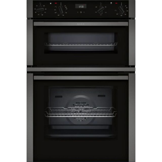 Neff U1ACE2HG0B 59.4cm Built In Electric Double Oven - Black with Graphite Trim