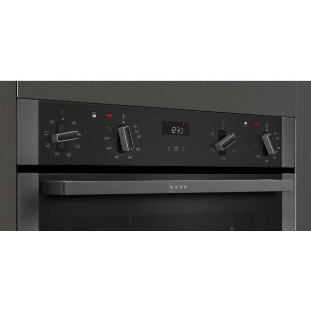 Neff U1ACE2HG0B 59.4cm Built In Electric Double Oven - Black with Graphite Trim