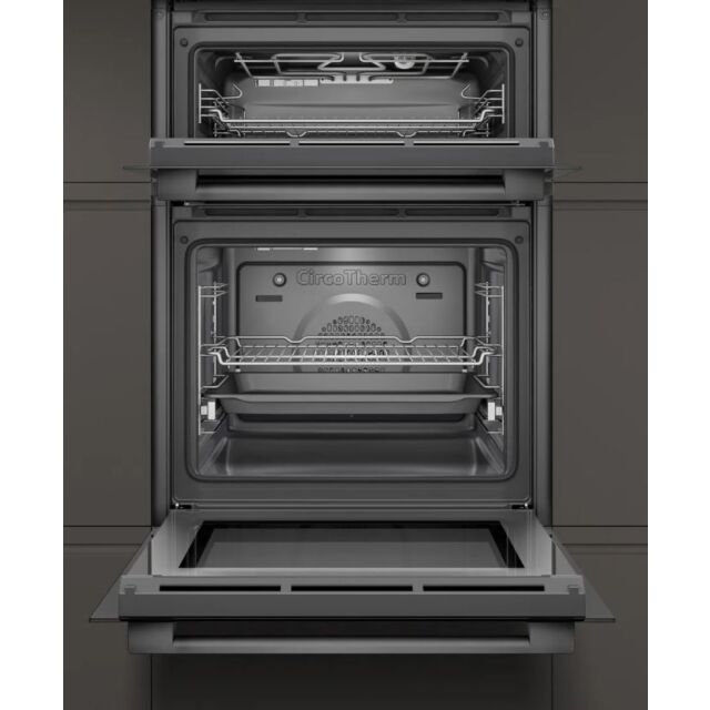 Neff U1ACE2HG0B 59.4cm Built In Electric Double Oven - Black with Graphite Trim