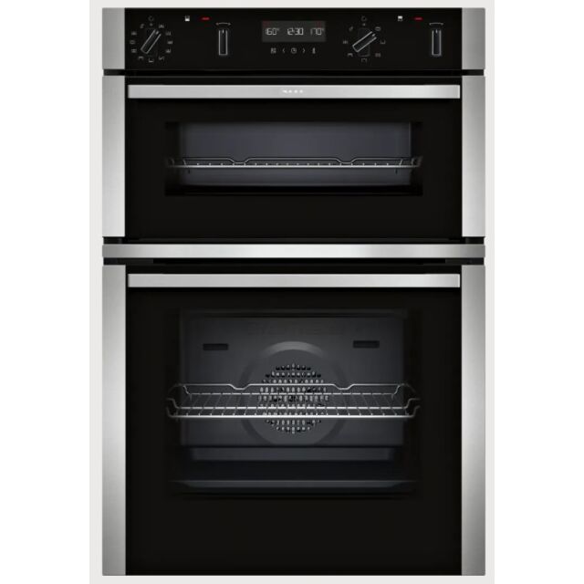 Neff U2ACH7AN7B Black with stee CircoTherm Main oven, 8 functions, 2nd oven 4 functions. Electronic,