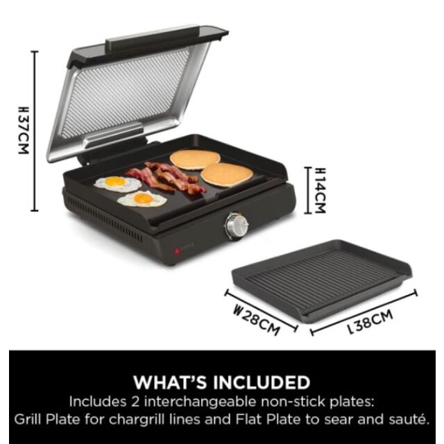 Ninja GR101UK Ninja Sizzle Grill & Flat Plate - Black