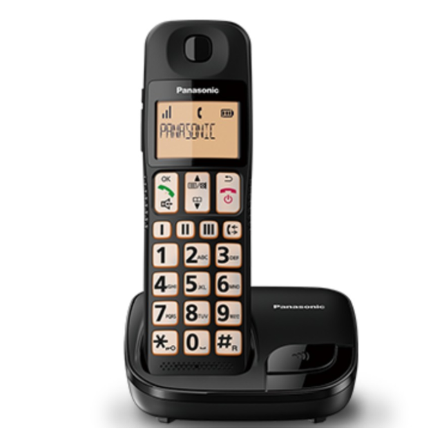 Panasonic KX-TGE110 Black Big Buttons Single Cordless Phone