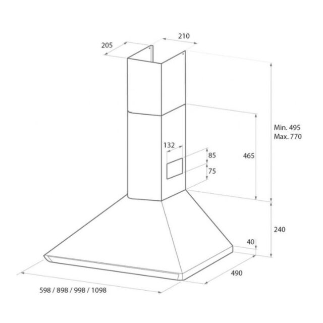 Rangemaster LEIHDC90BC/ Black/Chrome 90Cm Chimney Hood 