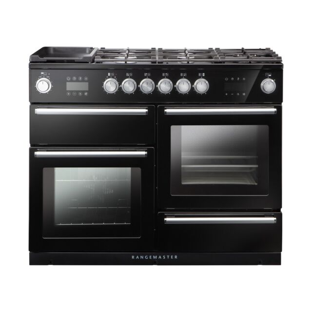Rangemaster NEX110SODFFBL/C_119760 Black/Chrome Nexus Steam 110Cm Dual Fuel Range Cooker