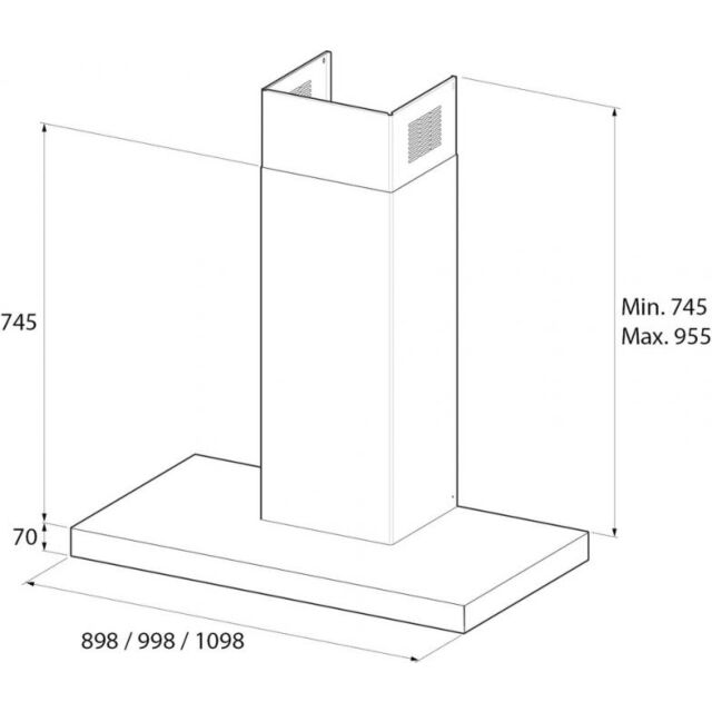 Rangemaster UNBHDS110SL/ Slate 110Cm Flat Chimney Hood 