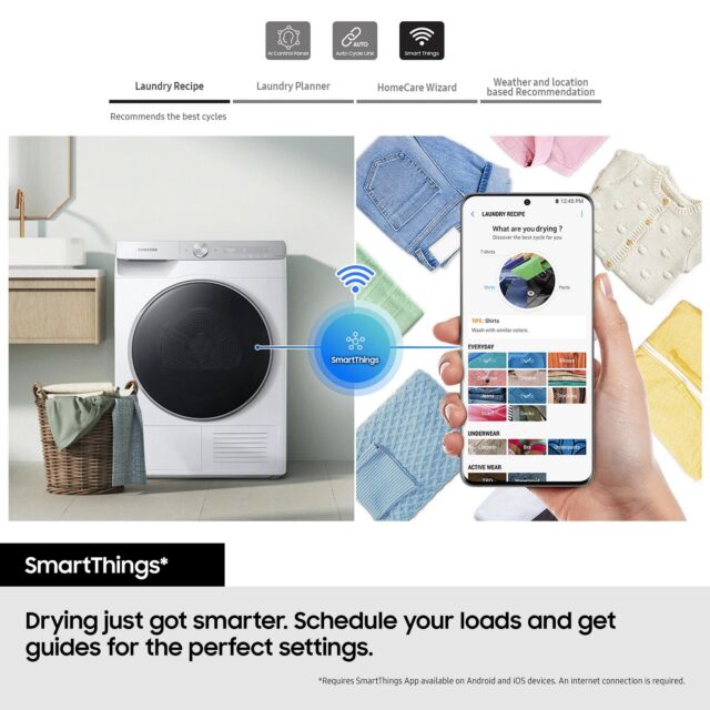 Samsung DV90CGC0A0ABEU 9kg Heat Pump Tumble Dryer - Black