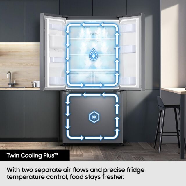 Samsung RF24BB620EB1EU Black Steel 90.8cm 70/30 Total No Frost American Fridge Freezer - Black