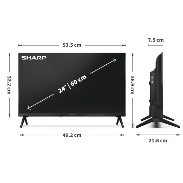Sharp 1T-C24HE2245KB 24inch Hdr Smart TV - Black