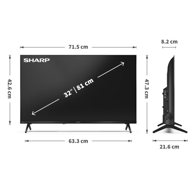 Sharp 1T-C32HE2245KB 32inch Hdr Led Smart TV - Black