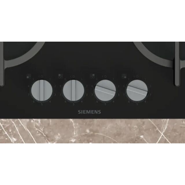 Siemens EP6A6HI10 Black Tempered 60 cm, 4 burners, 3.5kW Wok burner, Optimised stepFlame, 4 Dishwash