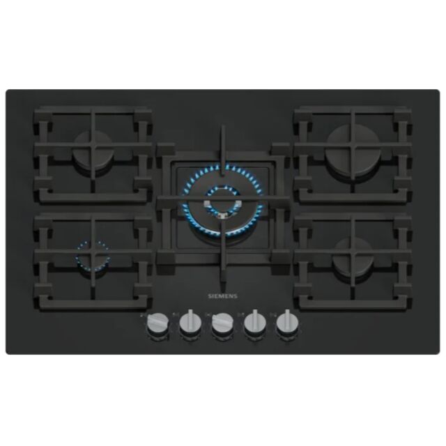 Siemens EP7A6QI40 Black Tempered 75cm, 5 burners, 4.0kW Wok burner, Optimised stepFlame, 5 Dishwashe