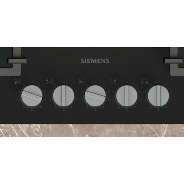Siemens EP7A6QI40 Black Tempered 75cm, 5 burners, 4.0kW Wok burner, Optimised stepFlame, 5 Dishwashe