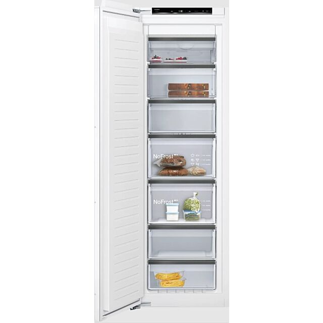 Siemens GI81NHCE0 1772H 558W 545D Built In Nofrost Freezer, Daylight, 7 Compartments, 5 Freezer Draw