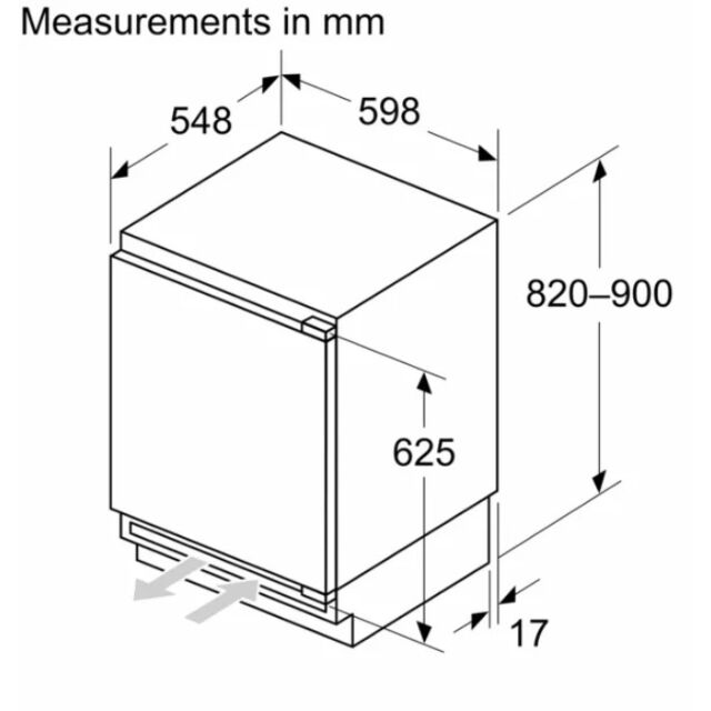 Siemens GU21NVFE0G 82x59.8 noFrost Built Under Freezer, SuperFreeze, 3 drawers, Door Open Alarm, LED