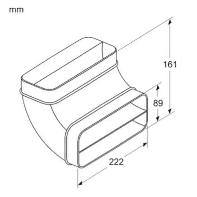 Siemens HZ9VDSB2 Flat channel 90º vertical bend (large Radius), suitable for worktop depth minimum 7