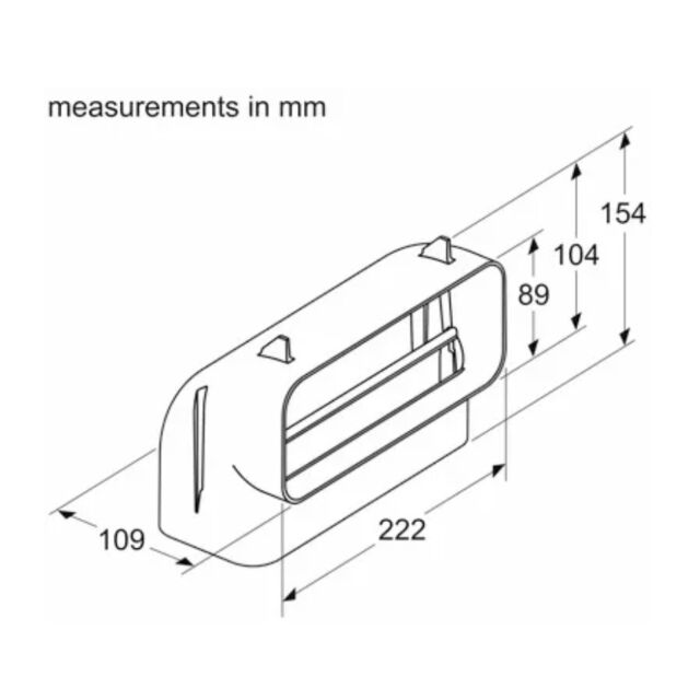 Siemens HZ9VDSB3 Flat channel 90º vertical bend (medium Radius), suitable for worktop depth minimum 
