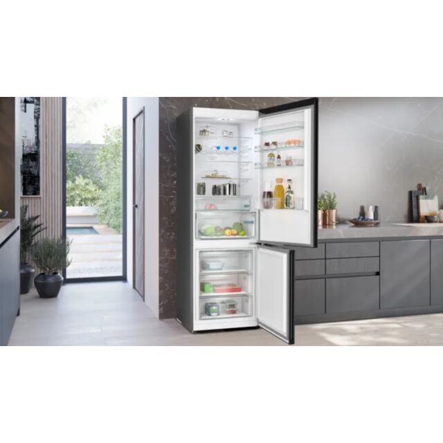 Siemens KG49NXXCF Black steel doo 2030H 700H 667D Nofrost Fridge Freezer, Hyperfresh Drawer, Led Lig