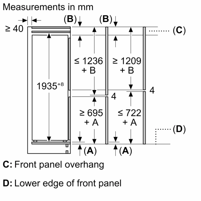 Siemens KI96NVFD0G Iq300 Built-In Fridge-Freezer With Freezer At Bottom 193.5 X 55.8 Cm Flat Hinge