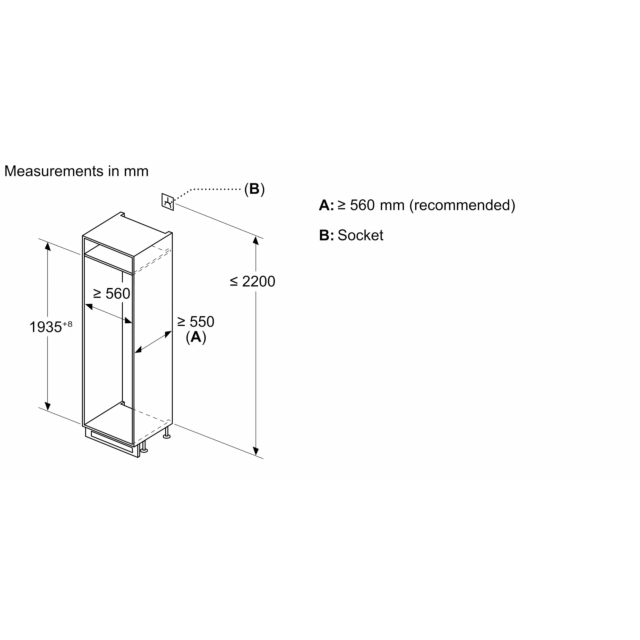 Siemens KI96NVFD0G Iq300 Built-In Fridge-Freezer With Freezer At Bottom 193.5 X 55.8 Cm Flat Hinge
