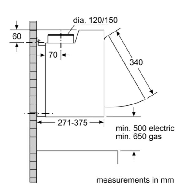 Siemens LE66MAC00B Metallic silver 60cm, 3 speeds, LED lights, high extraction rate. Optional Standa