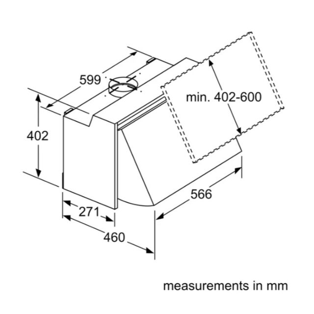 Siemens LE66MAC00B Metallic silver 60cm, 3 speeds, LED lights, high extraction rate. Optional Standa