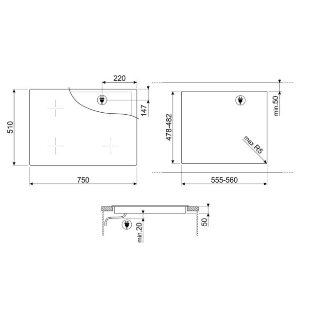 Smeg SI2B22741D 75Cm Electric Induction Hob