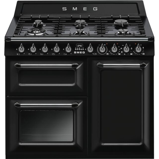 Smeg TR103BL Black Victoria 100 Dual Fuel Range Cooker