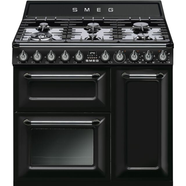 Smeg TR93BL Black Victoria 90Cm Dual Fuel Range Cooker
