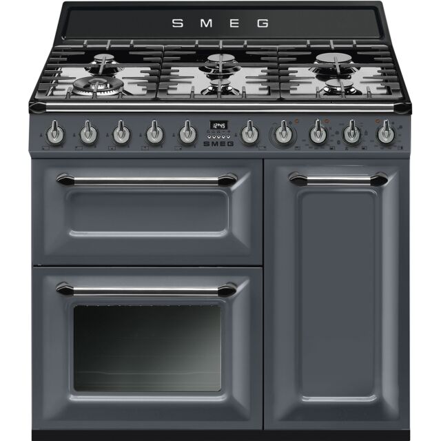 Smeg TR93GR Slate Grey Victoria 90 Dual Fuel Range Cooker