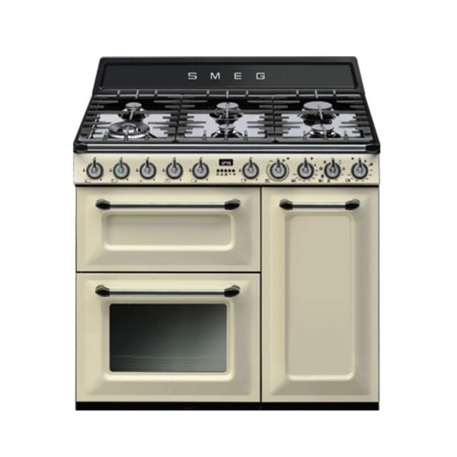 Smeg TR93P Cream Victoria 90 Dual Fuel Range Cooker