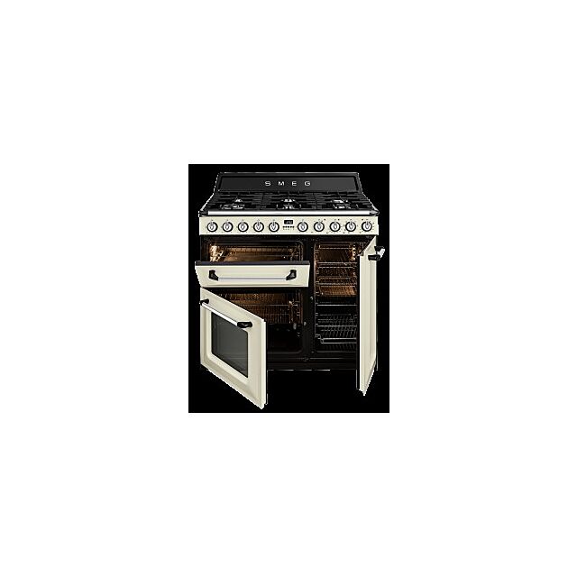 Smeg TR93P Cream Victoria 90 Dual Fuel Range Cooker