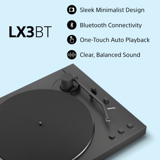 Sony PSLX3BT.CEK Wireless Bluetooth Turntable with Auto Playback - Dark Grey