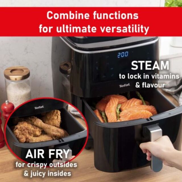 Tefal FW201827 Tefal EasyFry 3in1 Digital Air Fryer Grill & Steamer 6.2L - Black