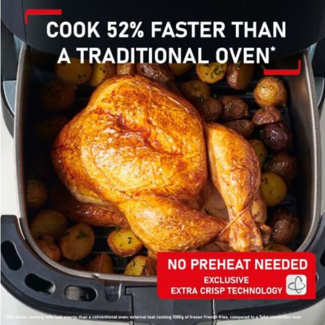 Tefal FW201827 Tefal EasyFry 3in1 Digital Air Fryer Grill & Steamer 6.2L - Black
