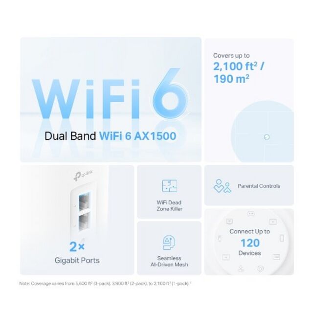 tp-link DECOX1500 Whole Home Mesh Wi-Fi 6 System - White
