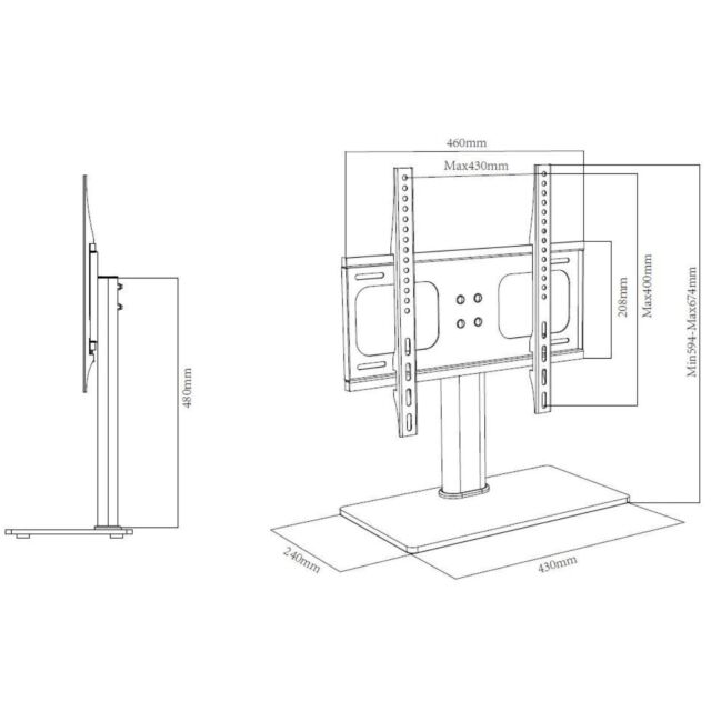 TTAP TT44F Black Table Top Stand 