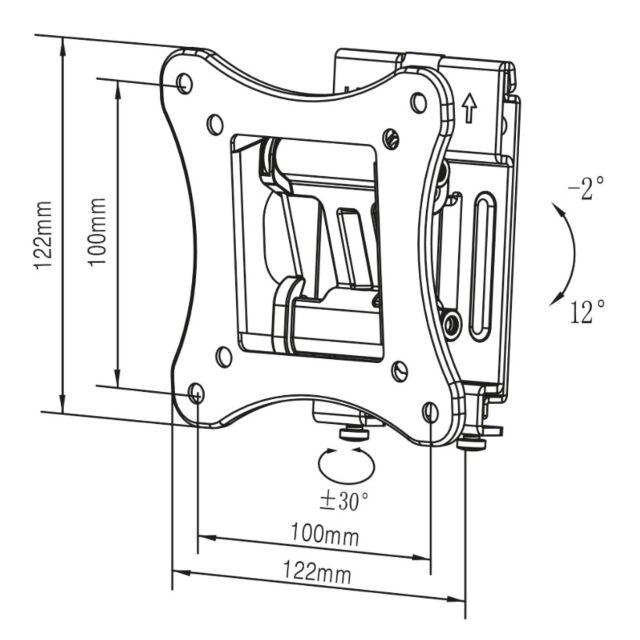 TTAP TTD101TS1 Tilt 12°, Swivel 30°, 57mm From wall, Max Weight 15Kg, Up to 32inch